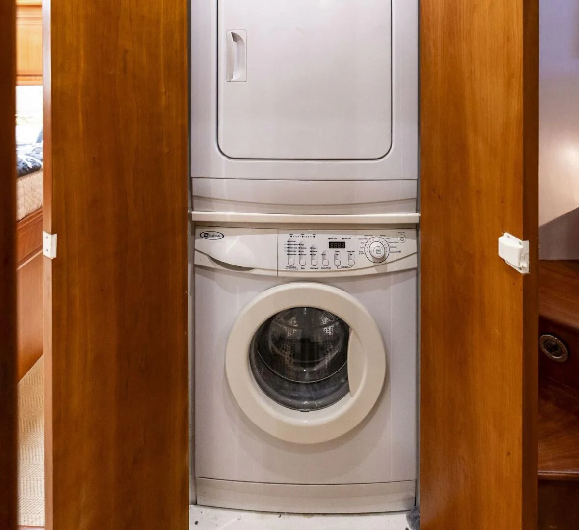 a washing machine in a room aboard REEL BUSY Yacht for Sale
