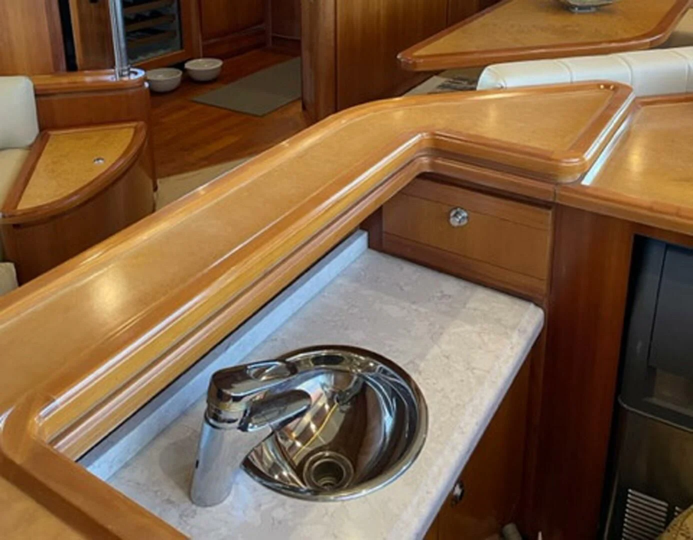 a kitchen sink with a faucet aboard REEL BUSY Yacht for Sale