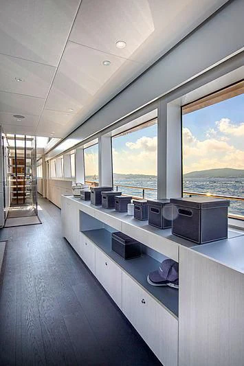 a large room with a large window aboard JANGADA Yacht for Sale