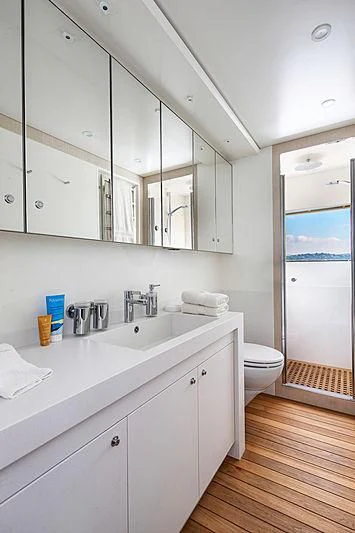 a bathroom with a sink and a toilet aboard JANGADA Yacht for Sale