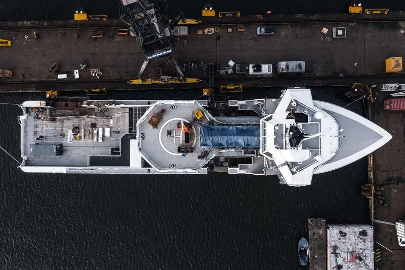 a large white and black machine aboard WINGMAN Yacht for Sale