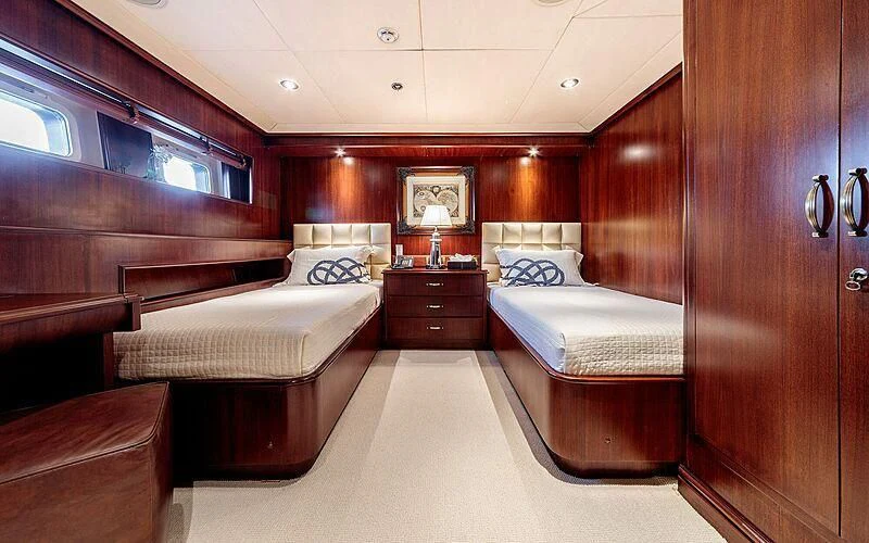 a room with two beds aboard ARIONAS Yacht for Sale