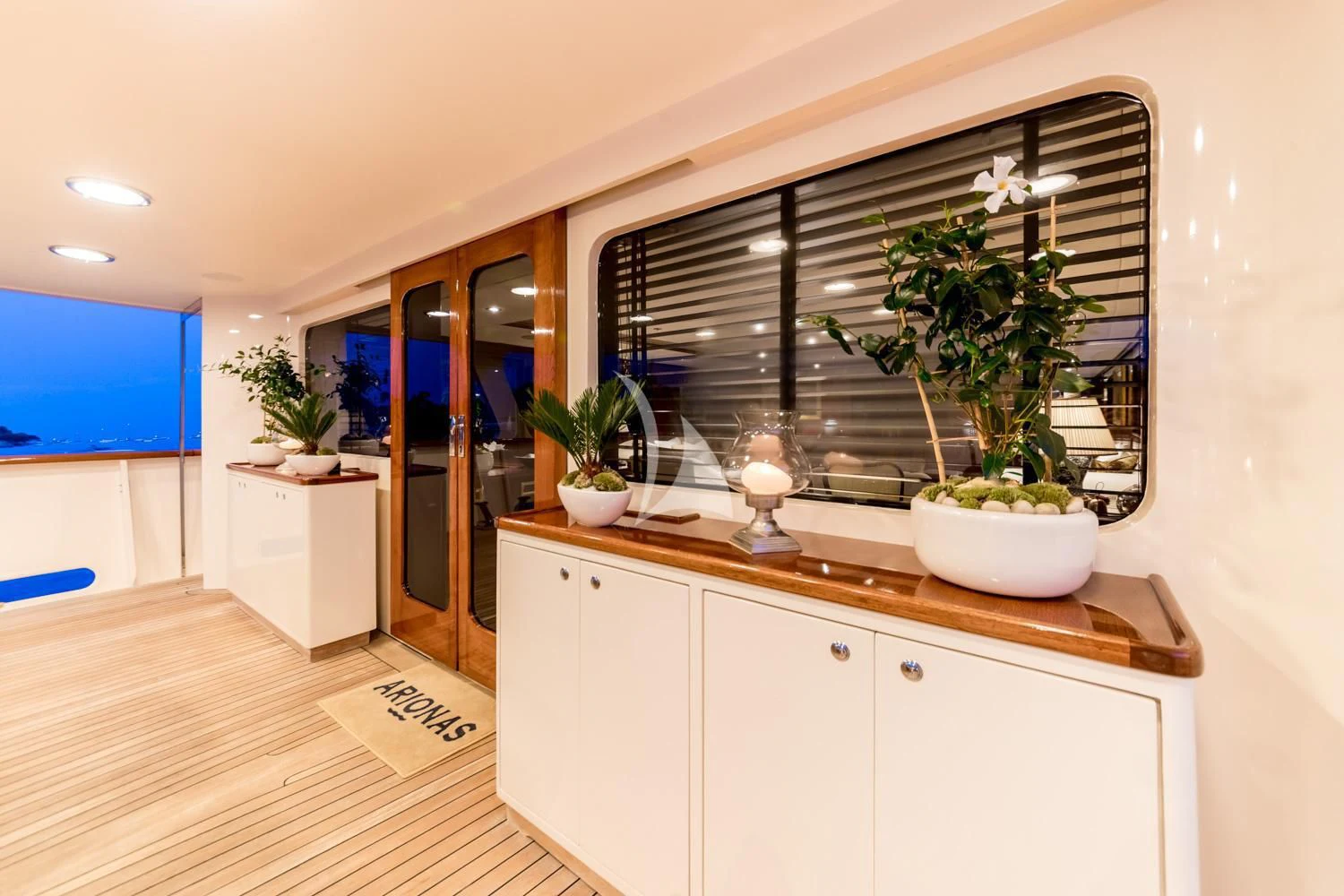 a room with a plant on the window aboard ARIONAS Yacht for Sale