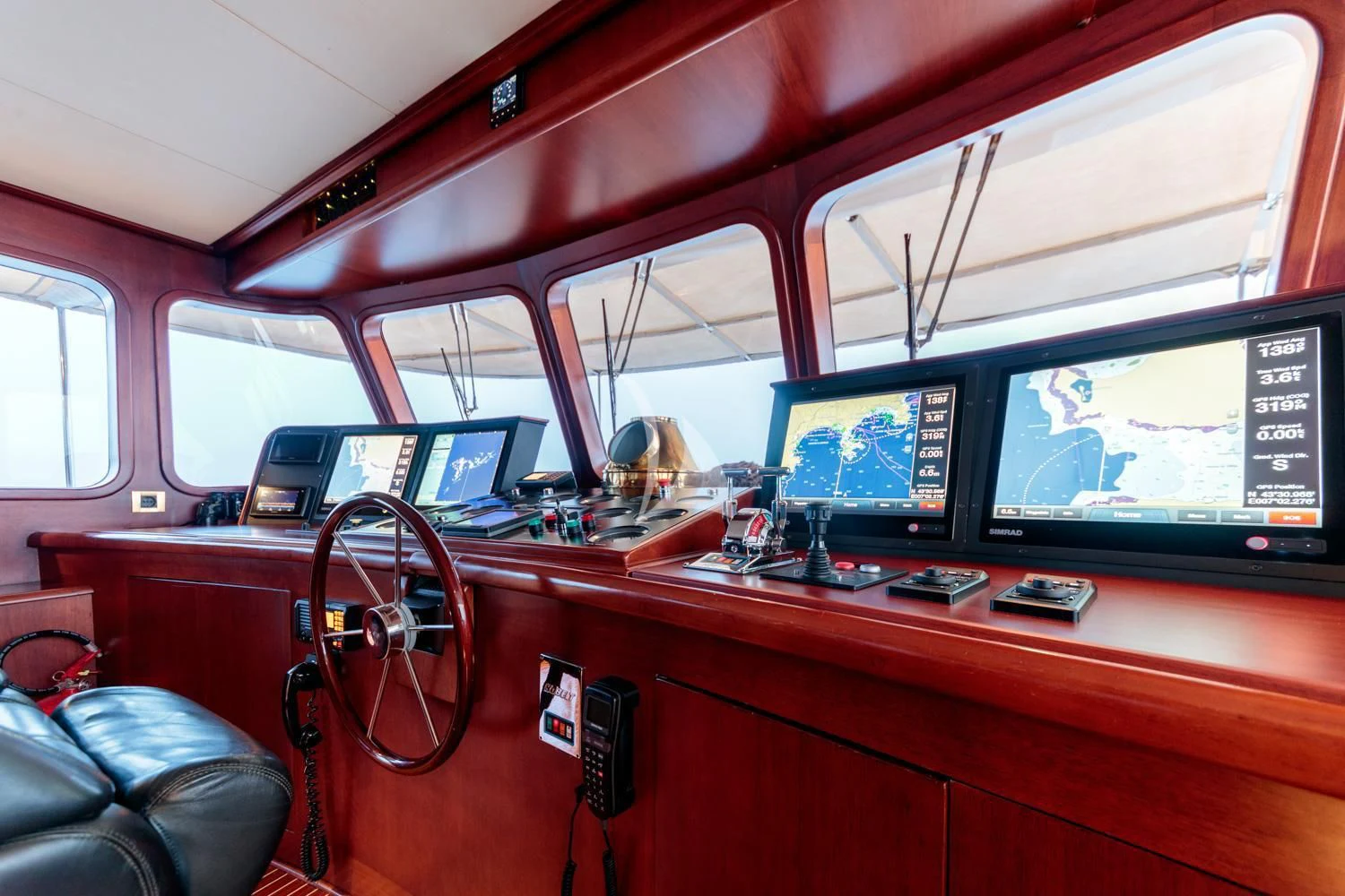 inside of a vehicle with monitors and laptops on the seats aboard ARIONAS Yacht for Sale