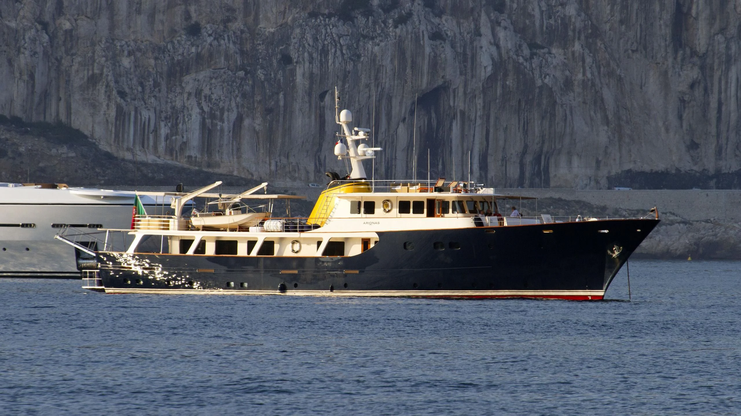 a large ship in the water aboard ARIONAS Yacht for Sale
