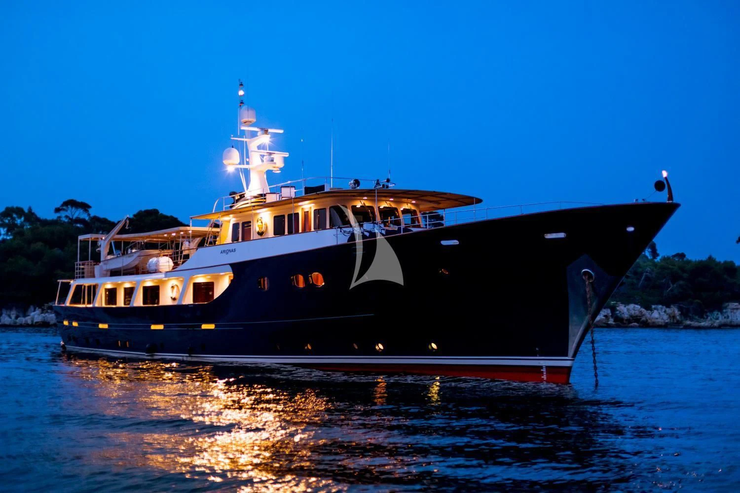 a large ship on the water aboard ARIONAS Yacht for Sale