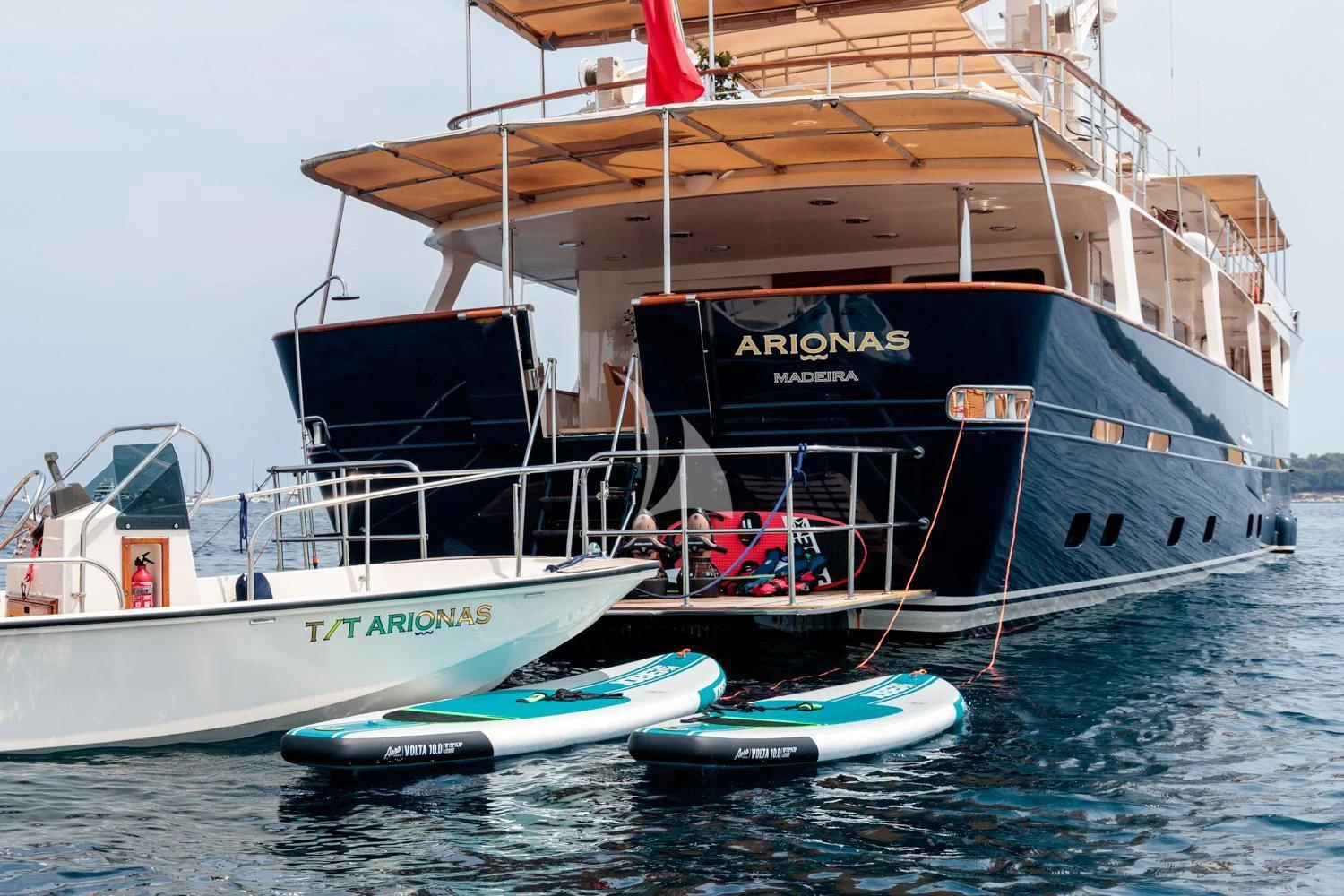 boats in the water aboard ARIONAS Yacht for Sale