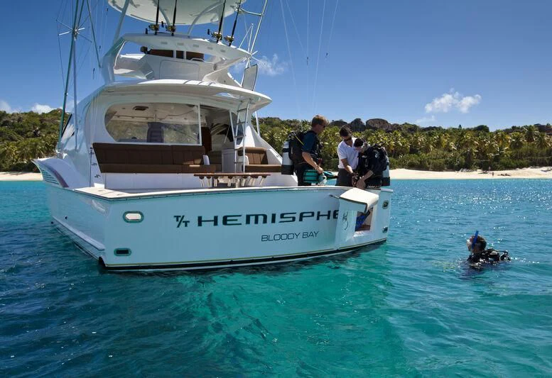 a boat in the water aboard HEMISPHERE Yacht for Sale