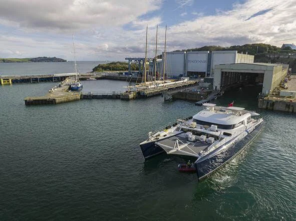 a boat docked at a pier aboard HEMISPHERE Yacht for Sale