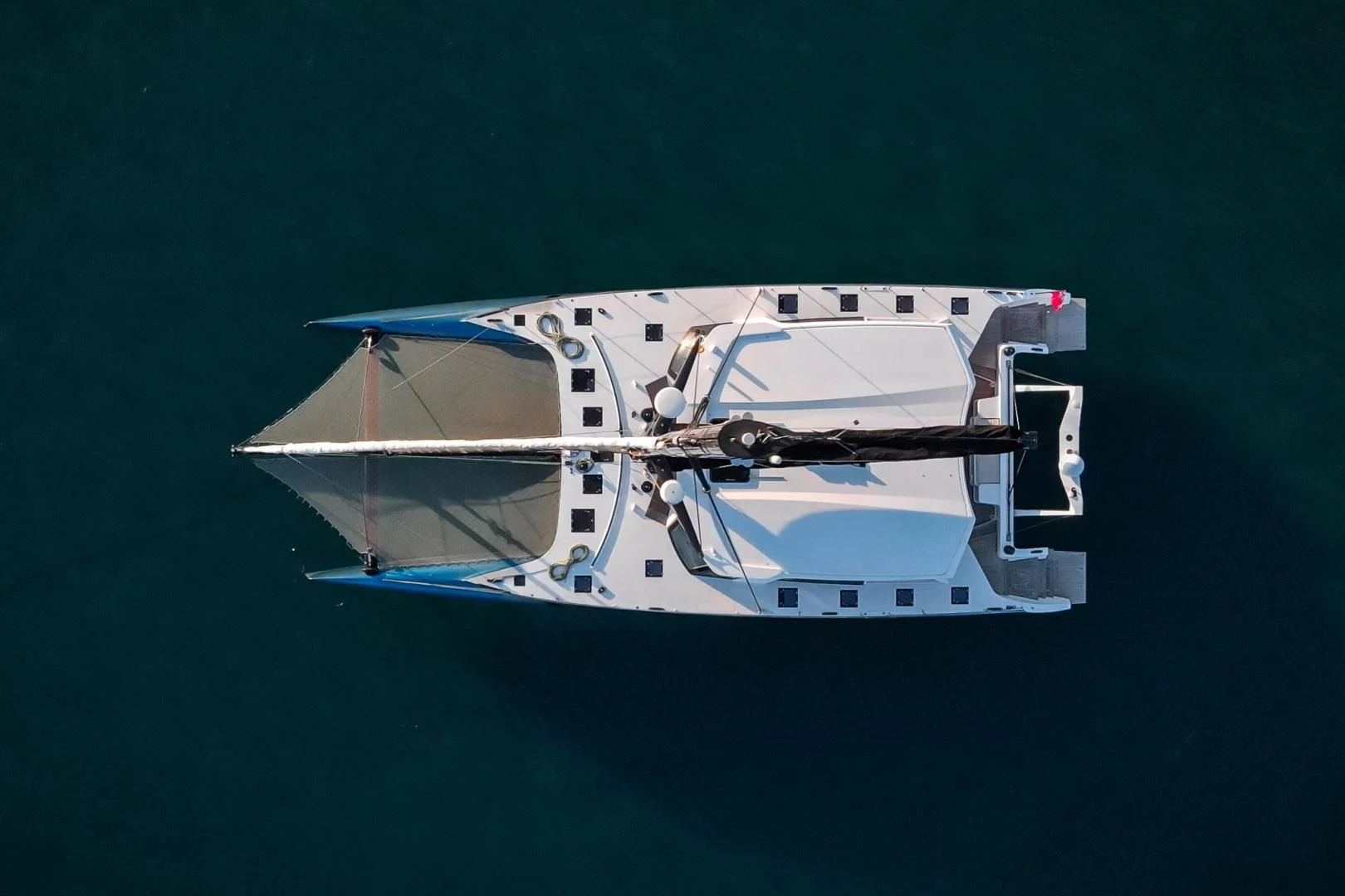 a model of a ship aboard MY CAT Yacht for Sale