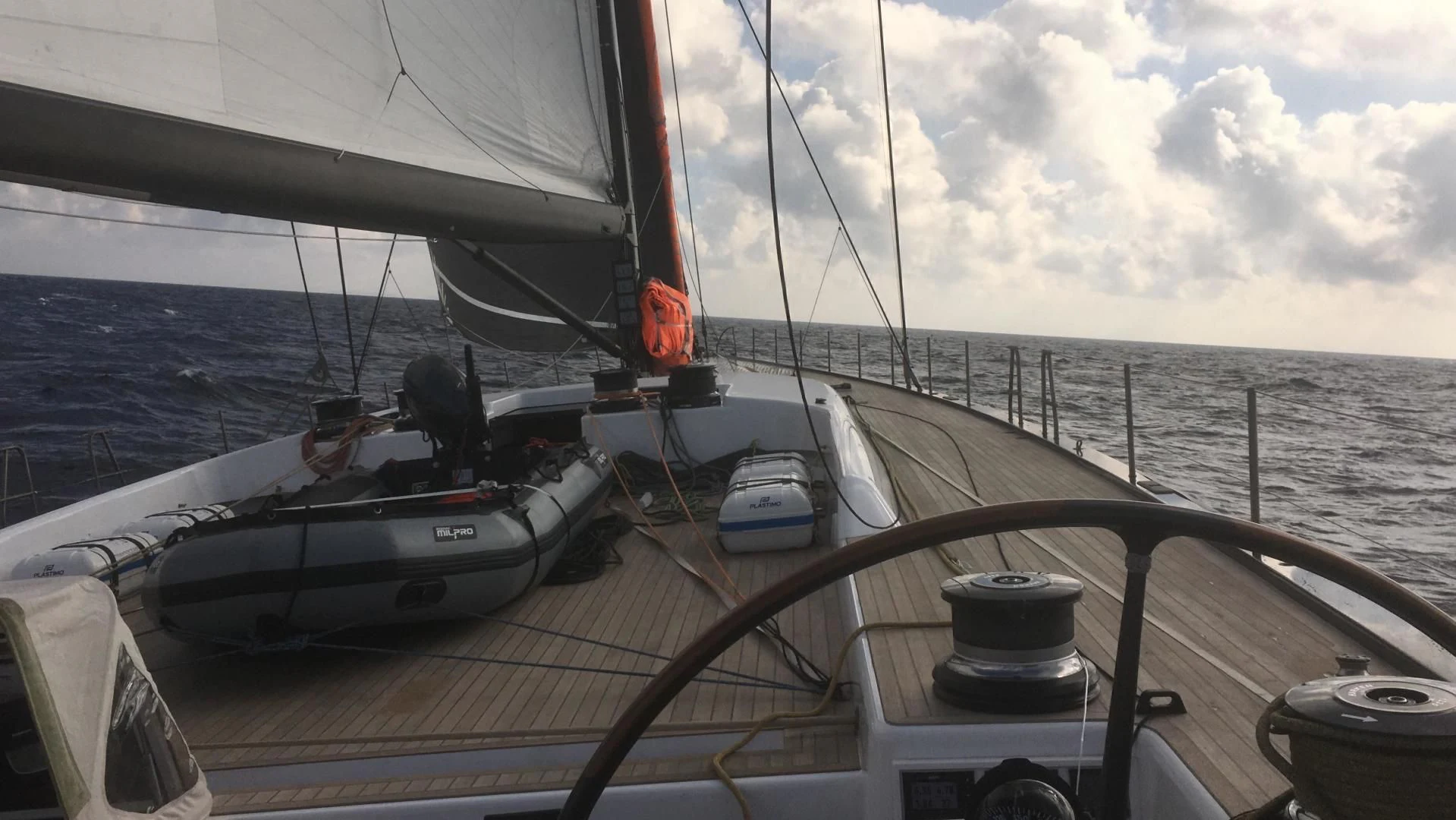 a boat on the water aboard MY CAT Yacht for Sale