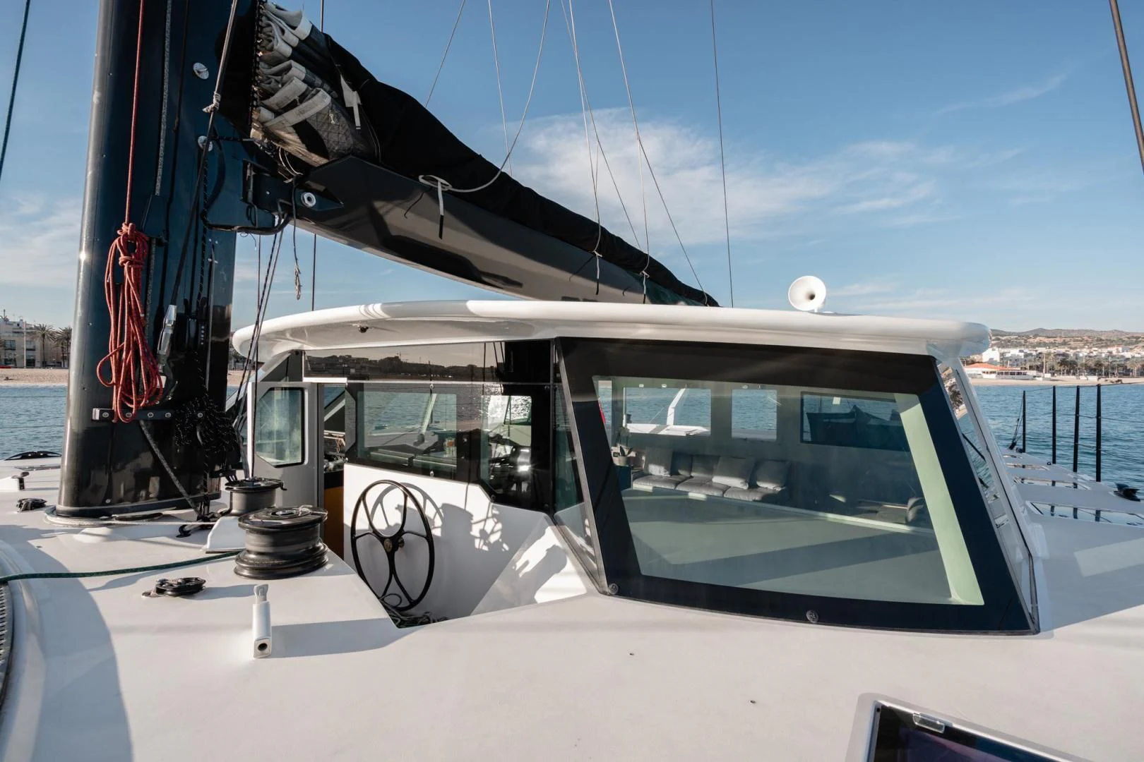 a boat on the water aboard MY CAT Yacht for Sale