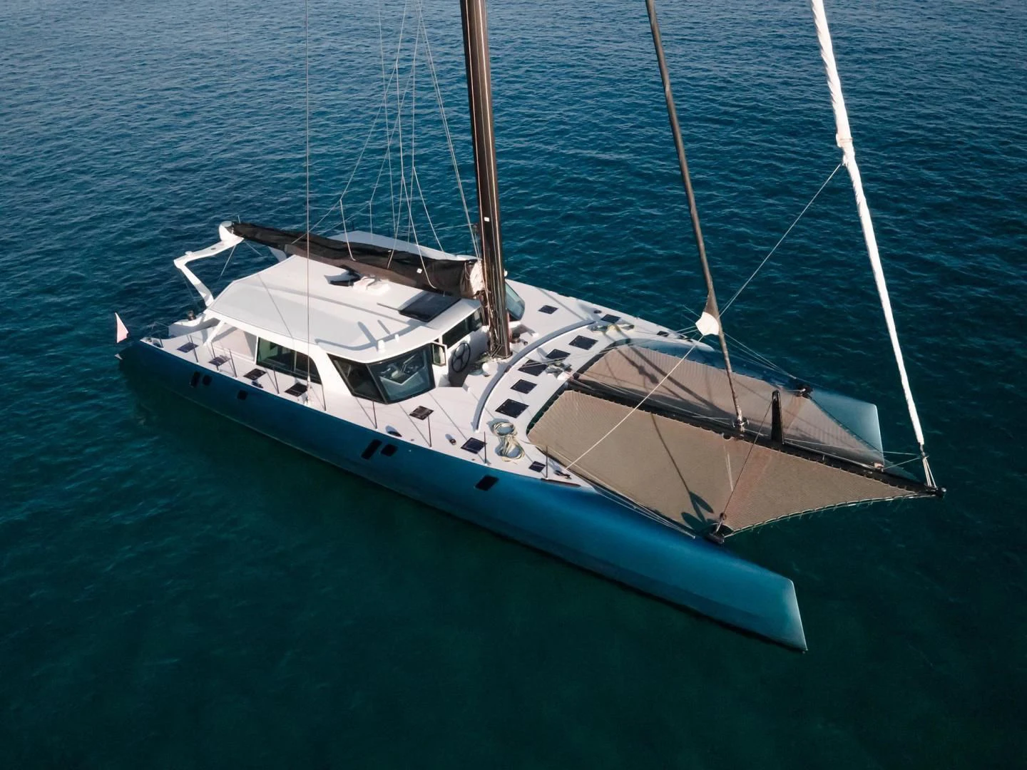 a boat in the water aboard MY CAT Yacht for Sale