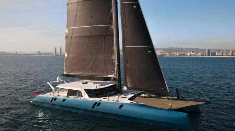 a boat on the water aboard MY CAT Yacht for Sale