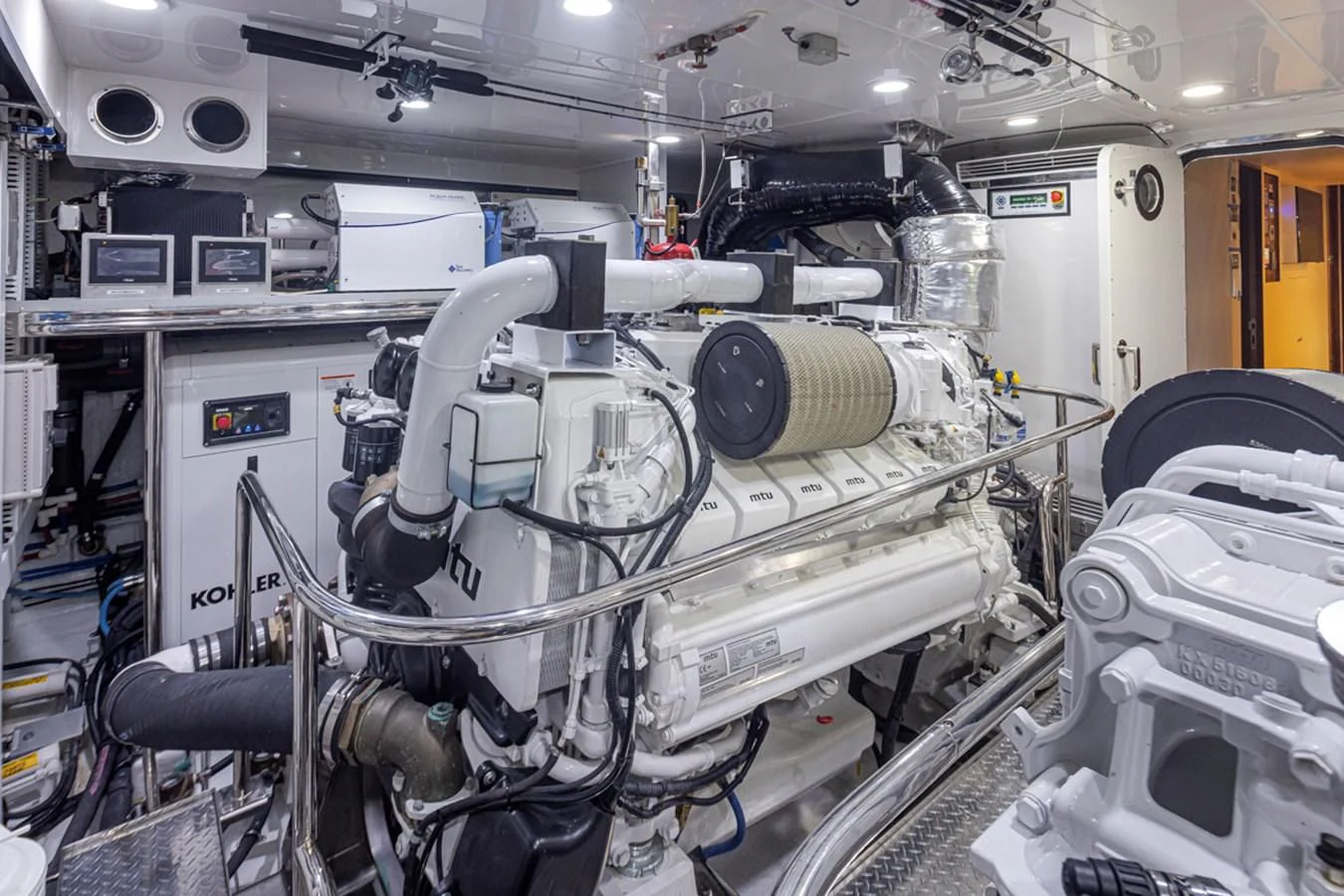 a machine with a large metal pipe aboard HYAK Yacht for Sale