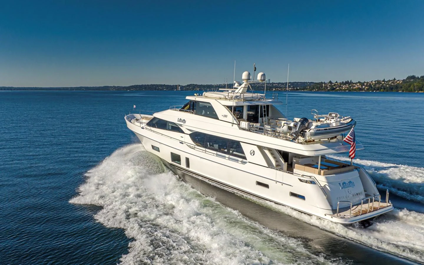 a boat on the water aboard HYAK Yacht for Sale