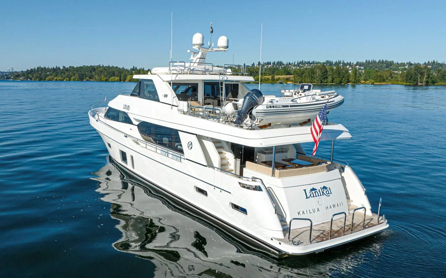 a boat on the water aboard HYAK Yacht for Sale