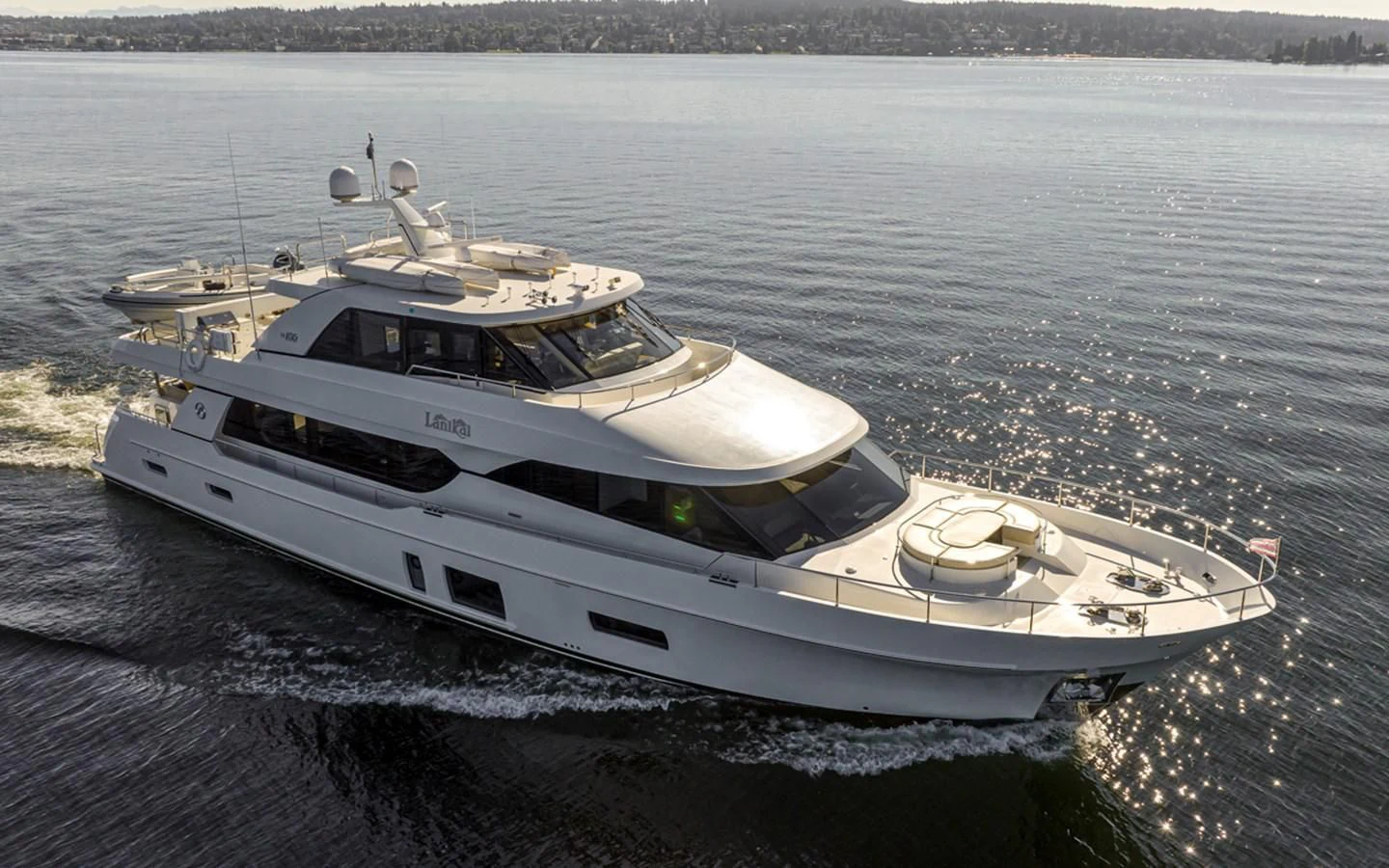 a boat on the water aboard HYAK Yacht for Sale