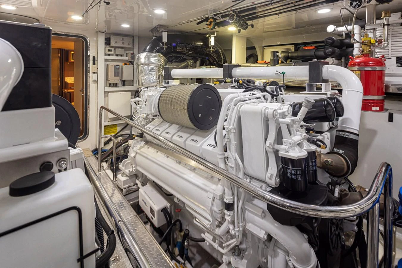 a large machine with large round black wheels aboard HYAK Yacht for Sale