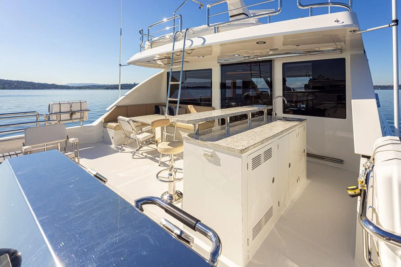 a boat on the water aboard HYAK Yacht for Sale