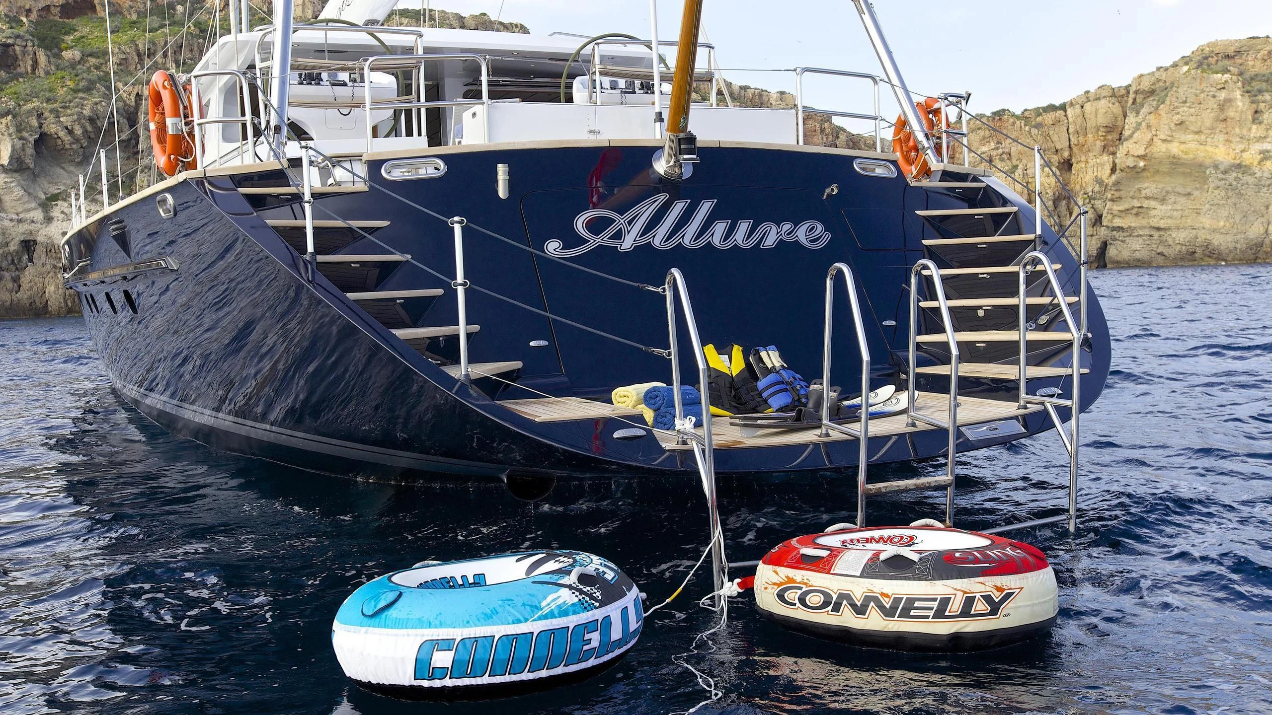 a boat on the water aboard ALLURE A Yacht for Sale