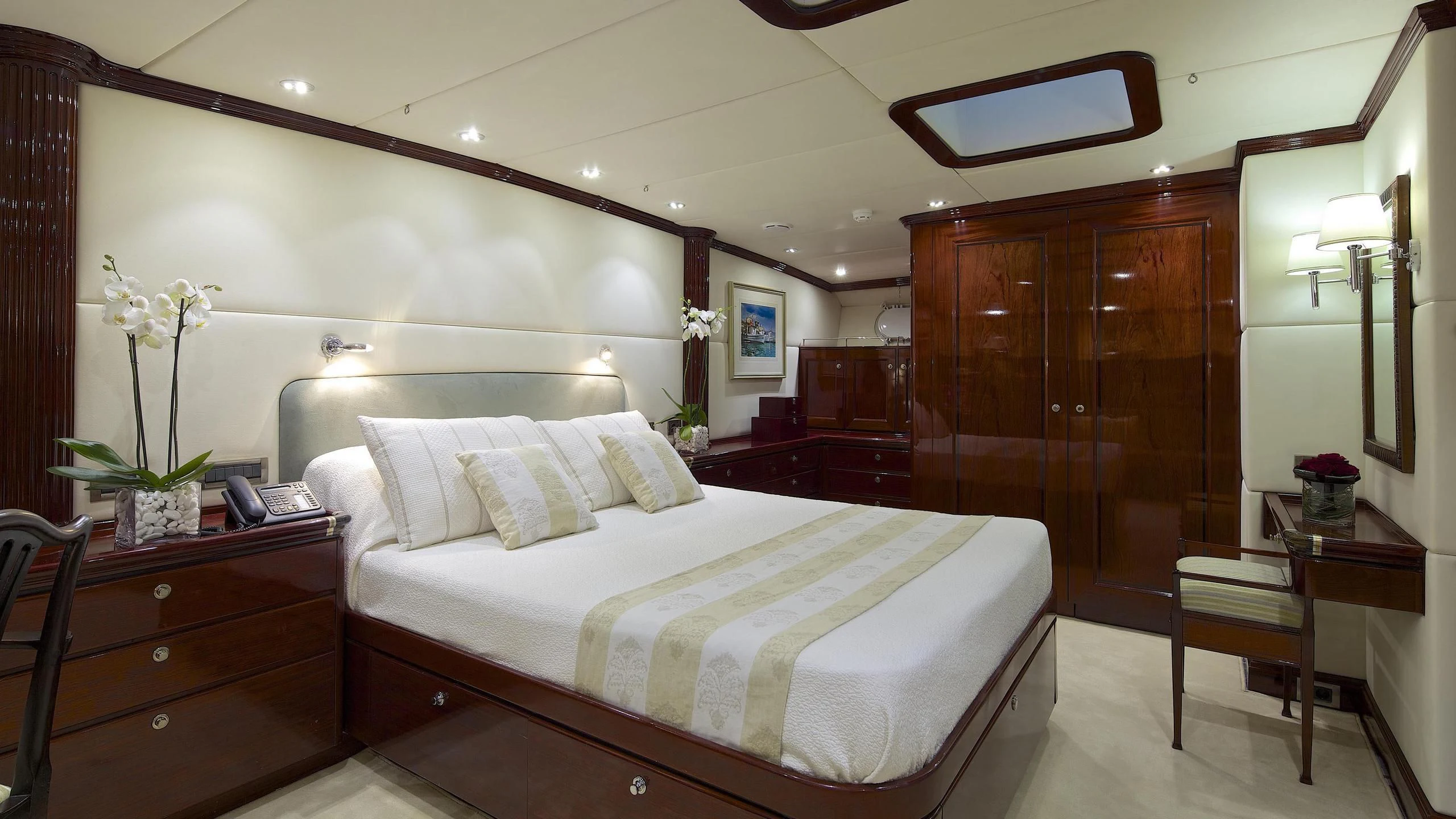 a bed in a hotel room aboard ALLURE A Yacht for Sale