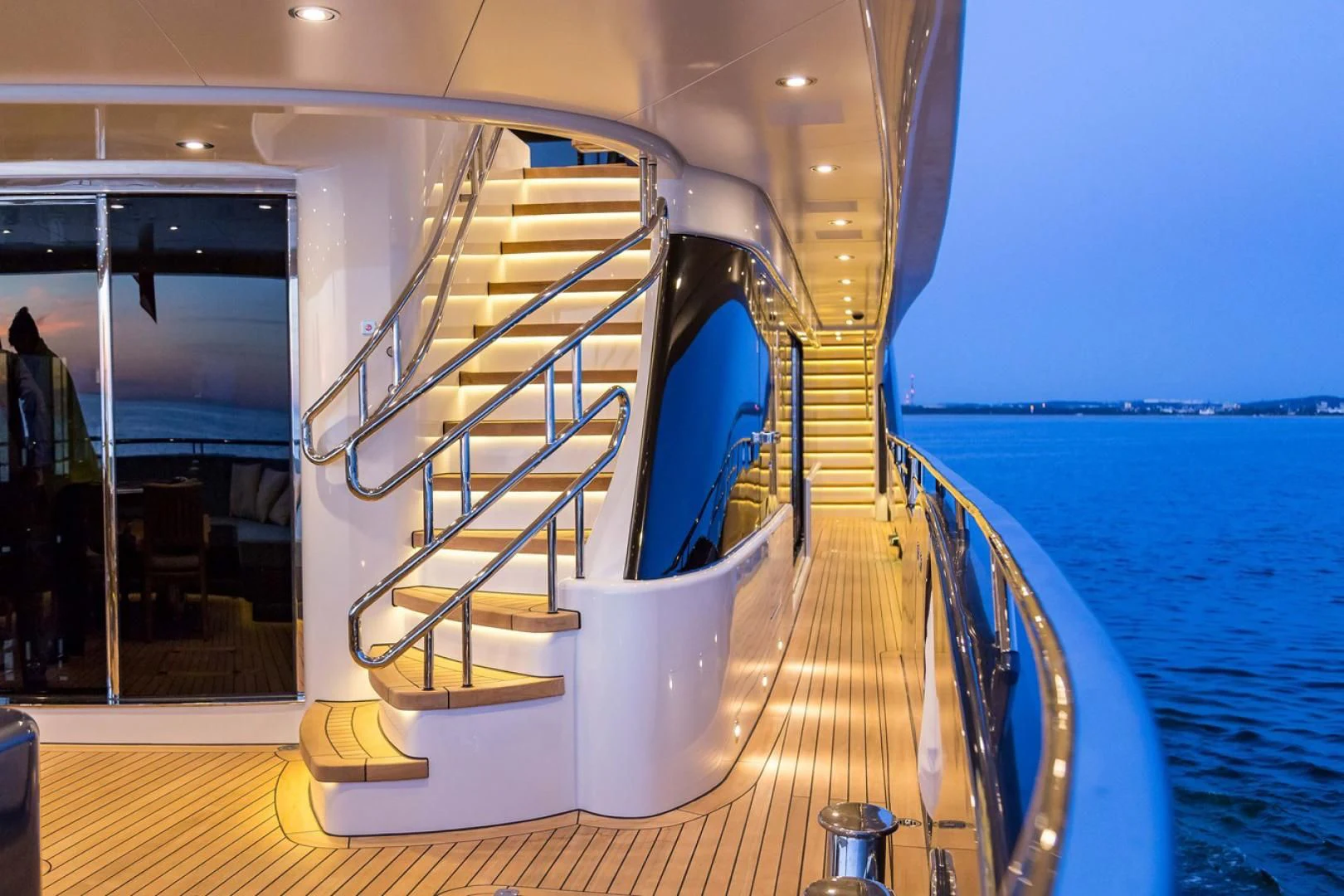 a staircase leading to a pool aboard VIATORIS Yacht for Sale