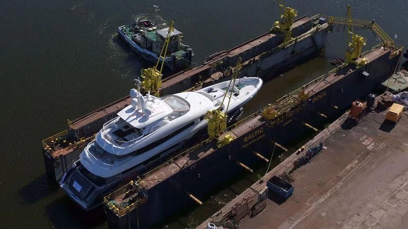 a group of boats on a dock aboard VIATORIS Yacht for Sale