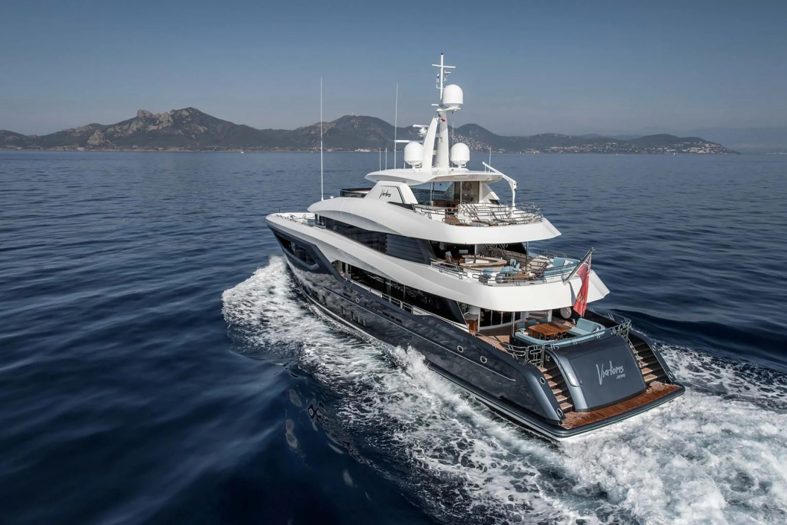 a boat on the water aboard VIATORIS Yacht for Sale