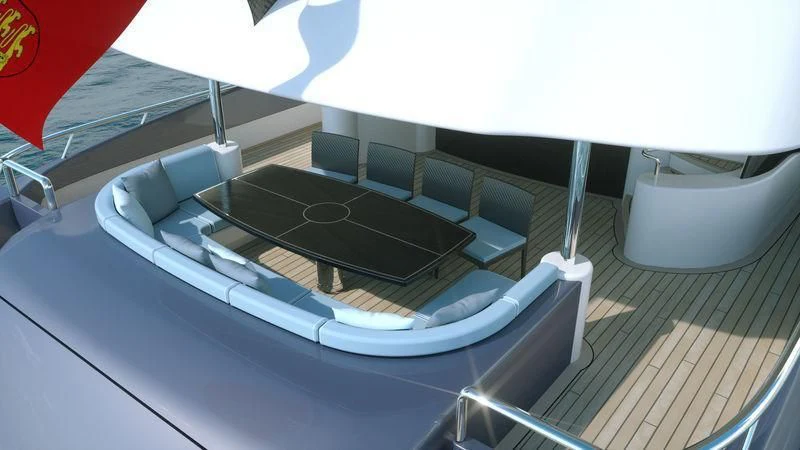 a large room with a large pool table and chairs aboard VIATORIS Yacht for Sale