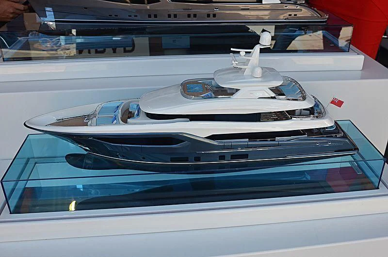 a white car with a hood aboard VIATORIS Yacht for Sale