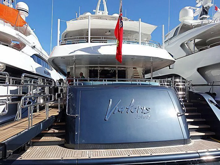 a large cruise ship docked aboard VIATORIS Yacht for Sale