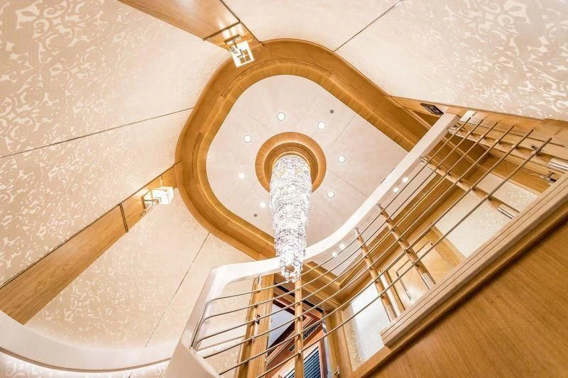 a fountain in a building aboard VIATORIS Yacht for Sale