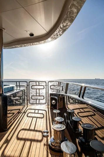 a deck with a large ship aboard VIATORIS Yacht for Sale