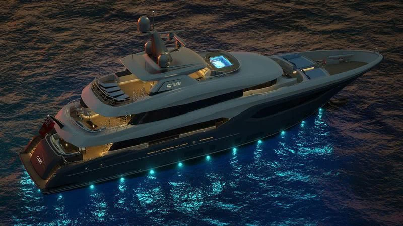 a sports car on a road aboard VIATORIS Yacht for Sale