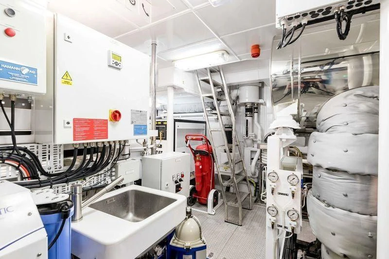 a room with machinery and equipment aboard VIATORIS Yacht for Sale