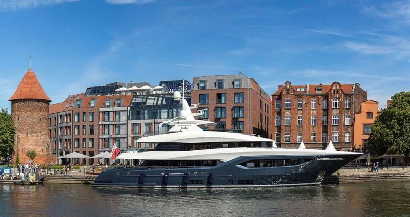 a boat on the water aboard VIATORIS Yacht for Sale