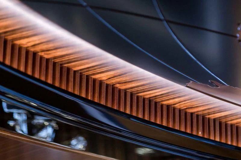 a close-up of a piano aboard VIATORIS Yacht for Sale