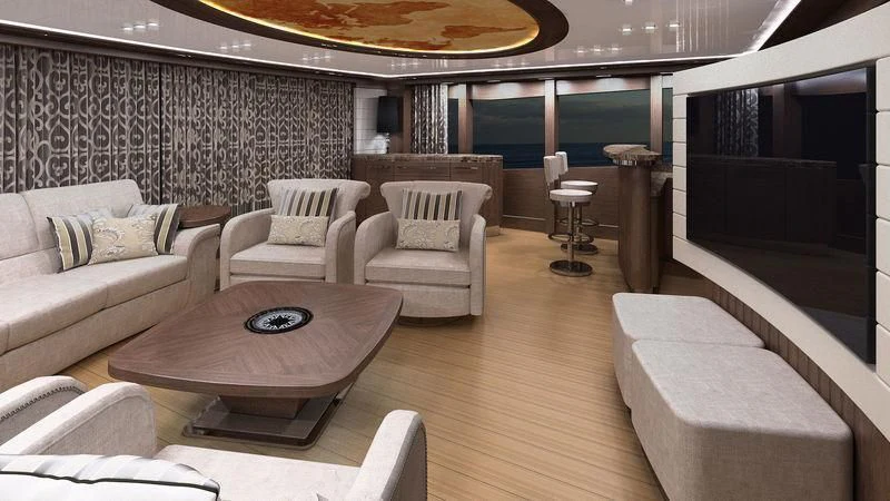 a room with a couch and a table aboard VIATORIS Yacht for Sale