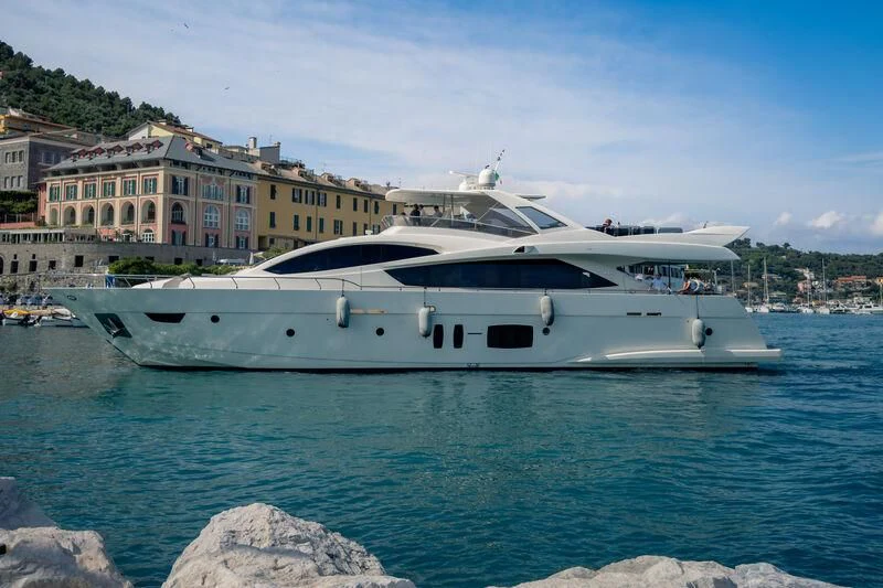 a white yacht in the water aboard GRACE Yacht for Sale