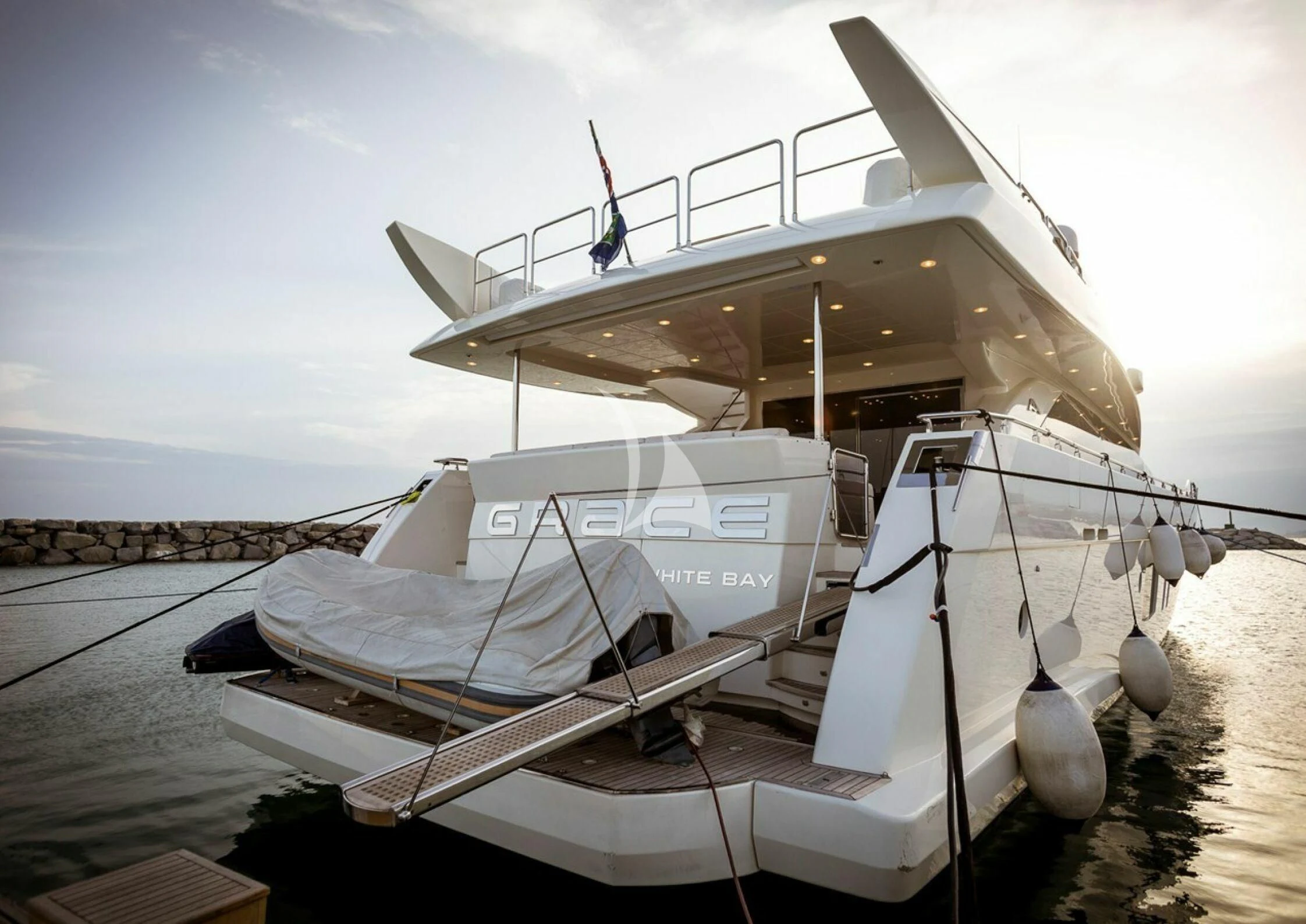a boat on the water aboard GRACE Yacht for Sale