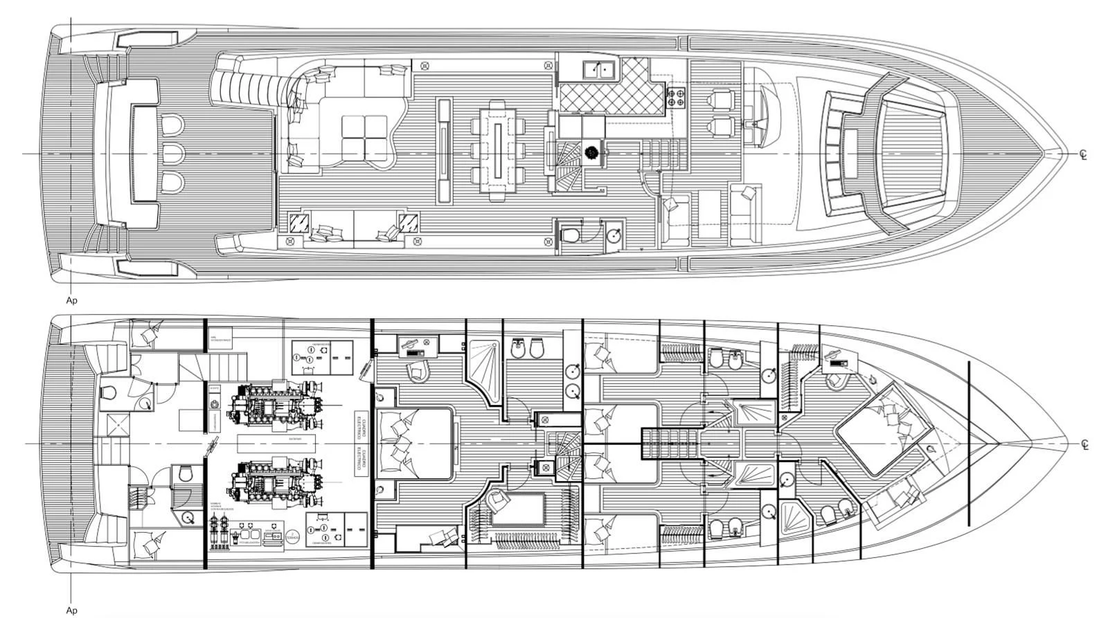 diagram, engineering drawing aboard GRACE Yacht for Sale