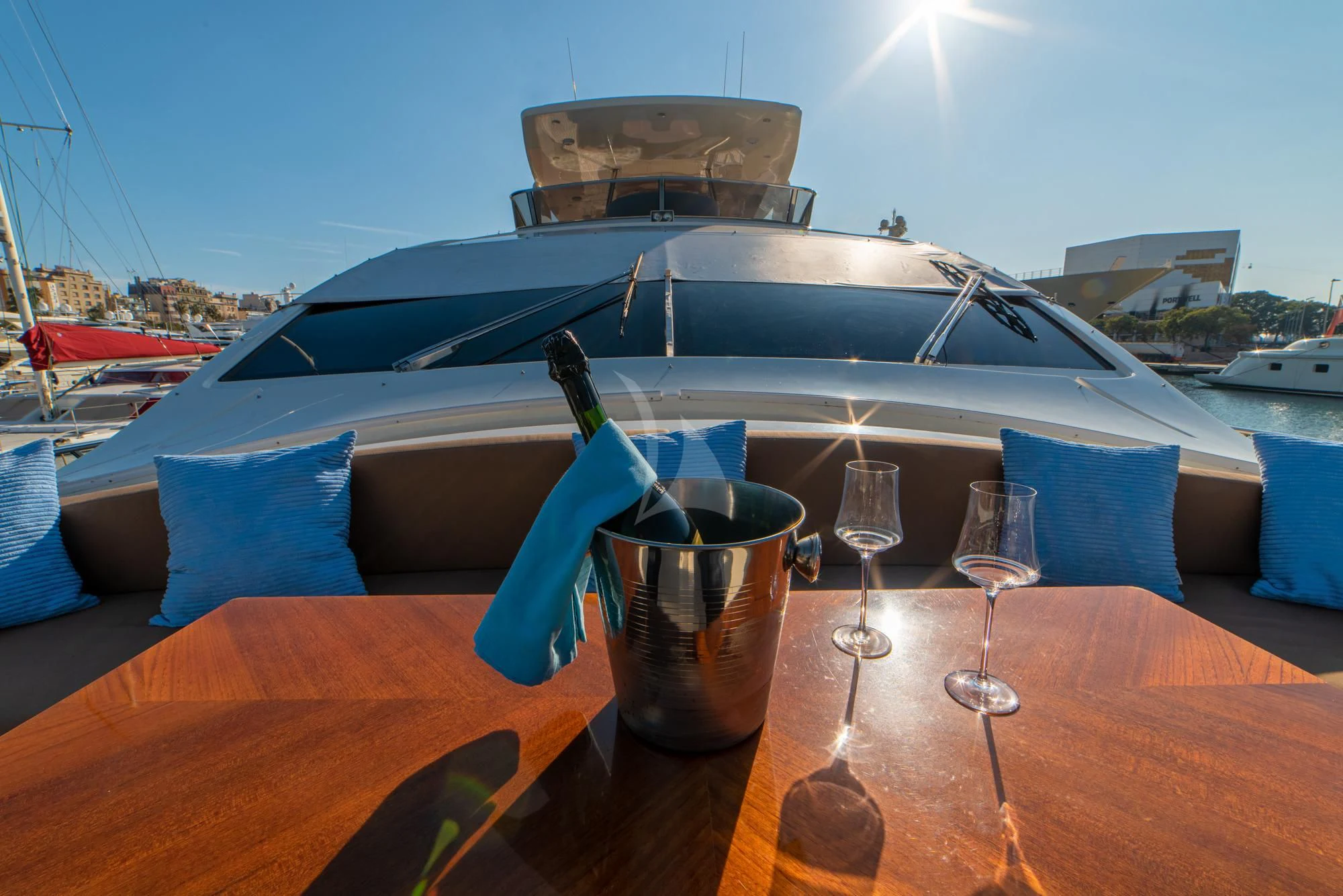 a boat on a table aboard GRACE Yacht for Sale