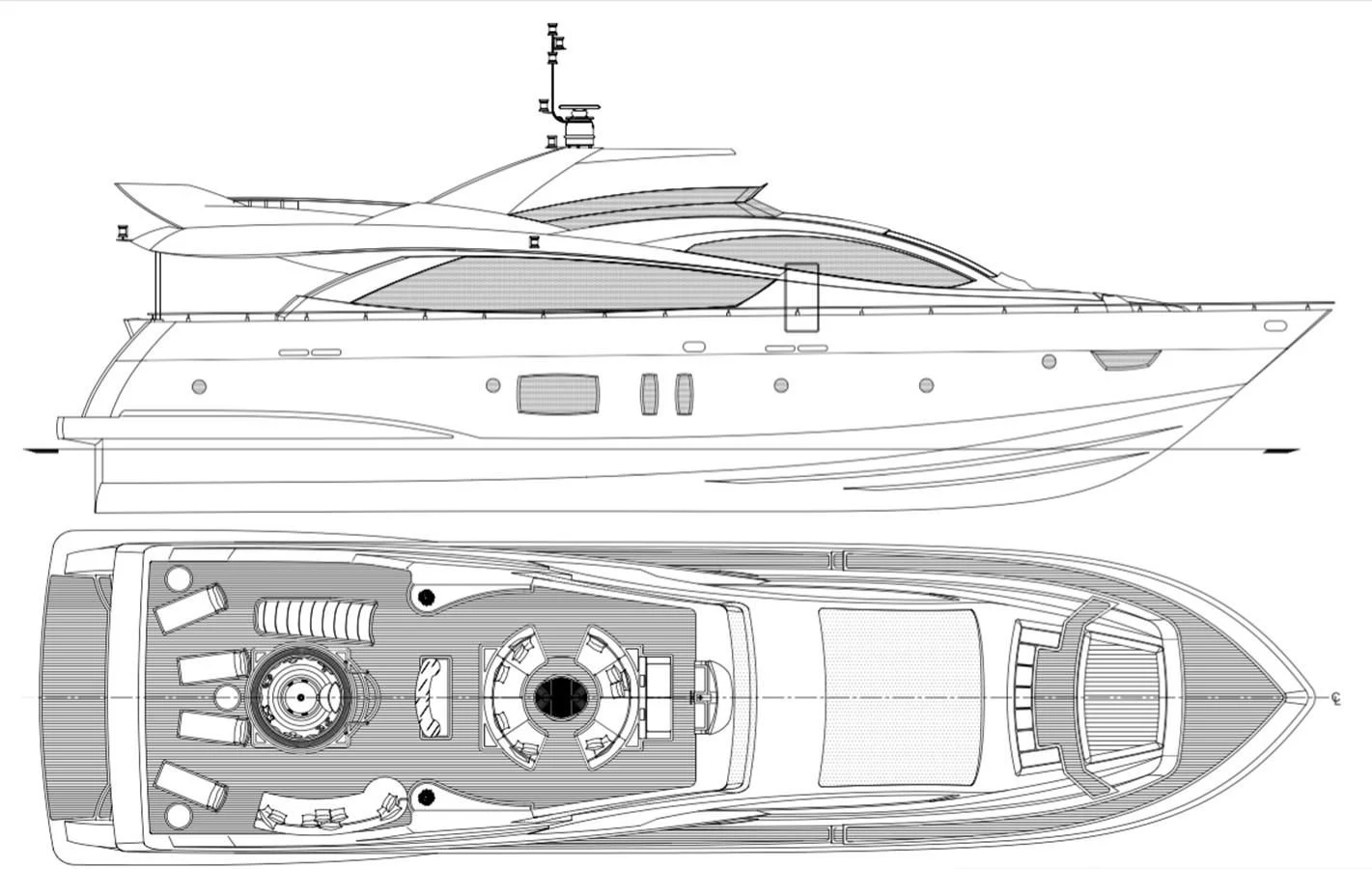 diagram, engineering drawing aboard GRACE Yacht for Sale