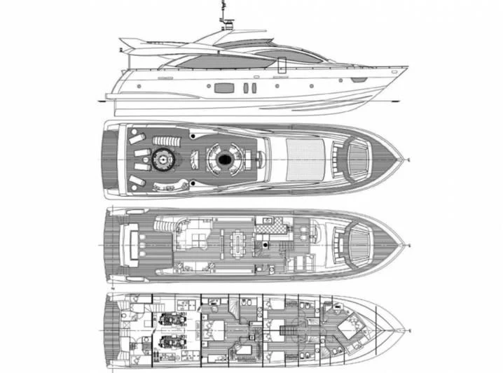 diagram, engineering drawing aboard GRACE Yacht for Sale