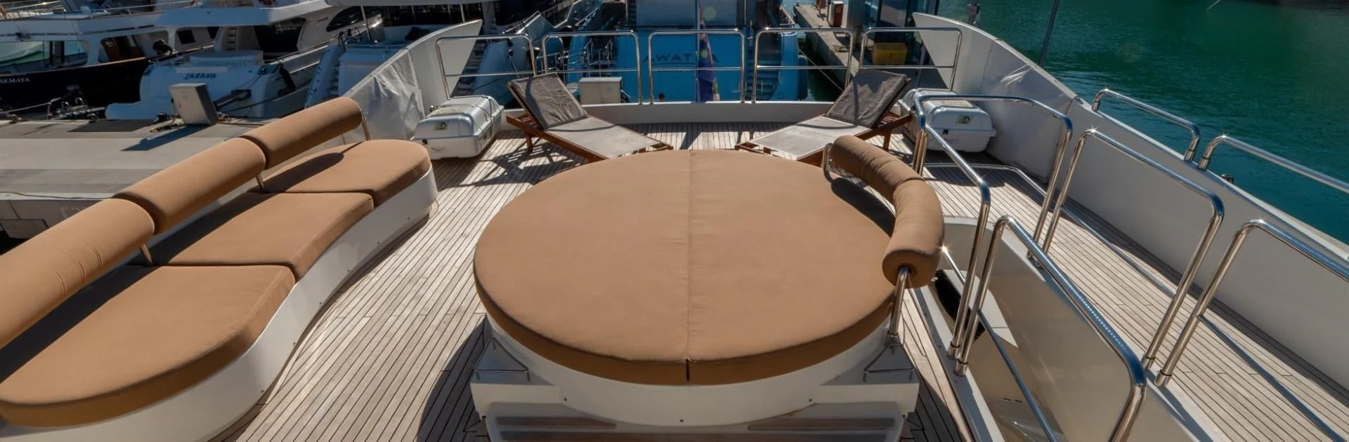 a person sitting on a boat aboard GRACE Yacht for Sale