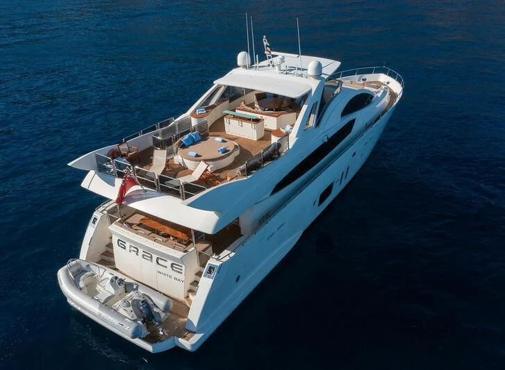 a large ship in the water aboard GRACE Yacht for Sale