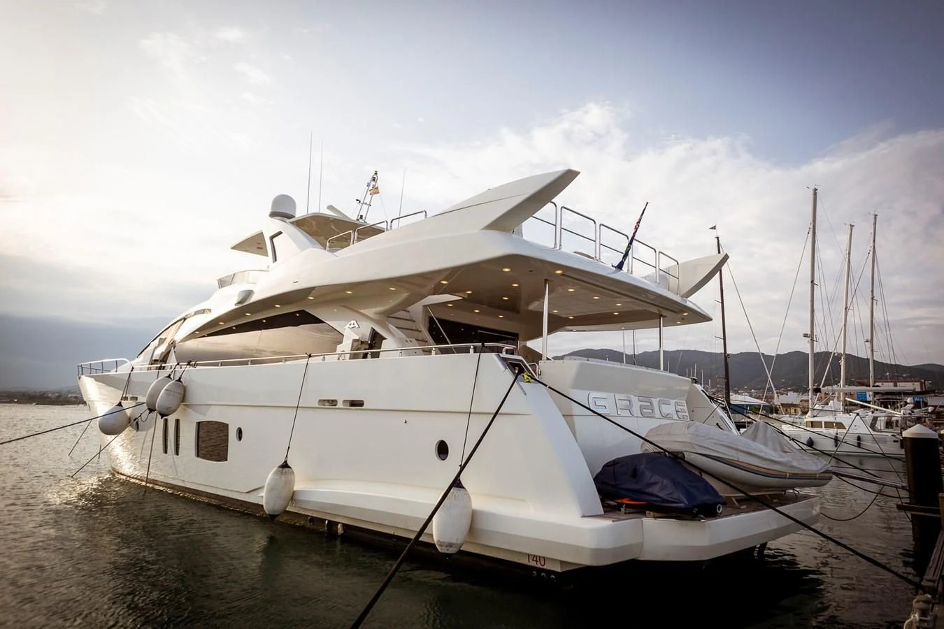 a boat on the water aboard GRACE Yacht for Sale