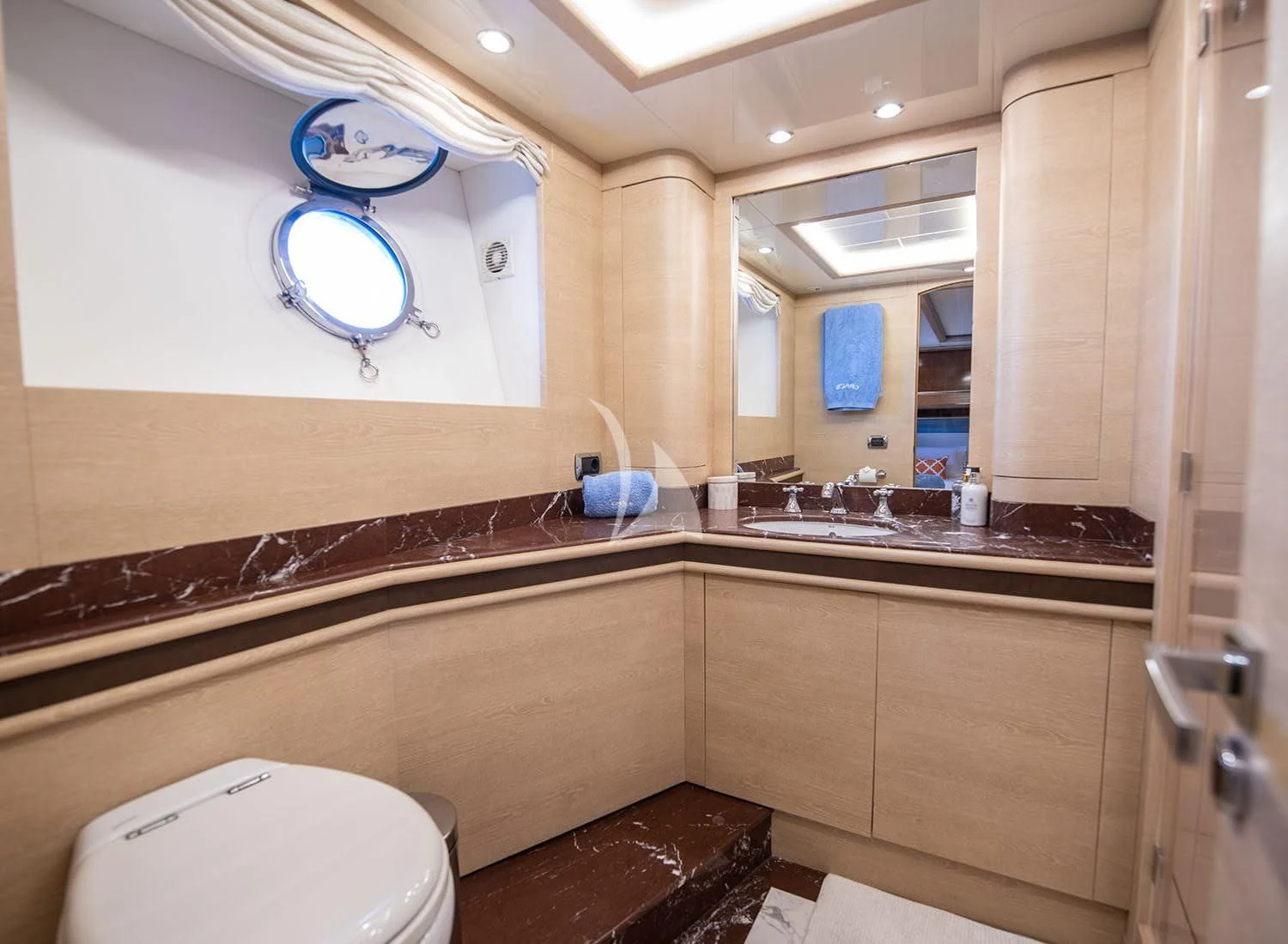 a bathroom with a sink and a toilet aboard GRACE Yacht for Sale