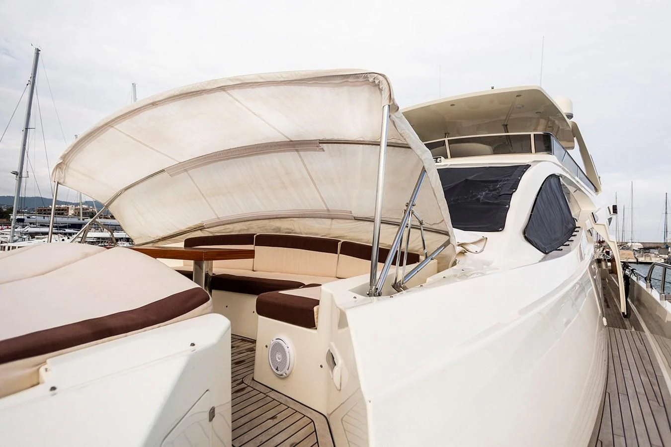 a boat docked at a pier aboard GRACE Yacht for Sale